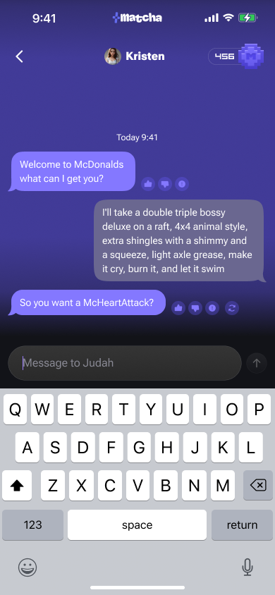 Matcha chat interface